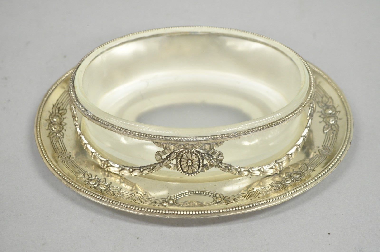 Antique Corbell & Co England Edwardian Adam Silver Plated Ornate Butter Dish