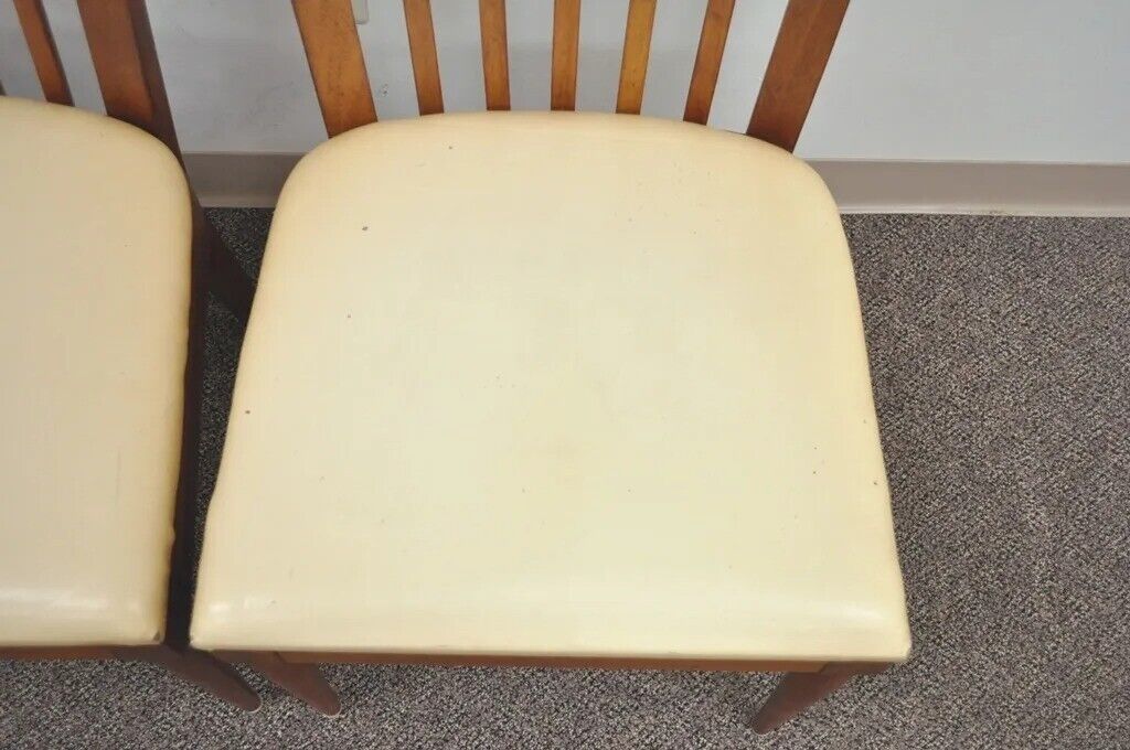 Vintage Paul McCobb Style Mid Century Modern Maple Slat Back Dining Chair - Pair