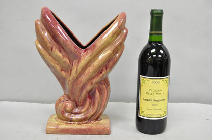 Mid Century Modern Gonder Ceramic Pottery 810 Red Flambe Flame Sculptural Vase