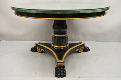 Maitland Smith French Empire Green Greek Key Sunburst Round Dining Center Table