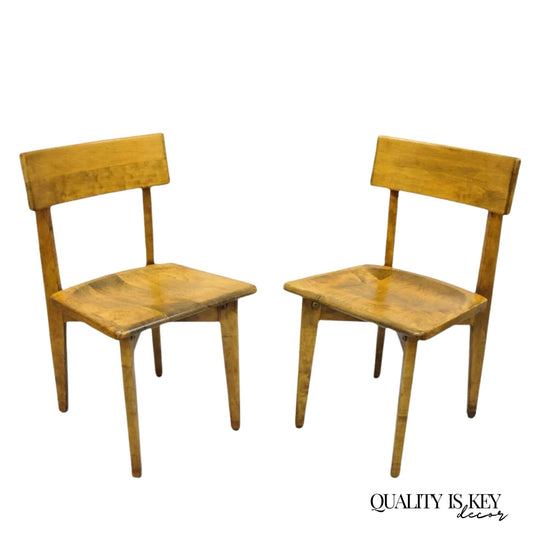 Vintage Gunlocke Mid Century Modern Maple Wood Side Chairs - a Pair