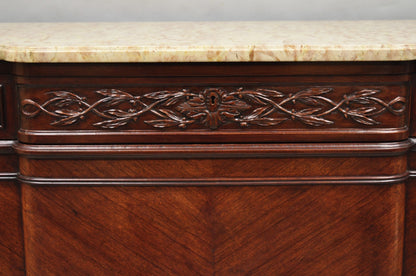 Antique French Louis XVI Maison Jansen Style Mahogany Marble Top Dresser Commode
