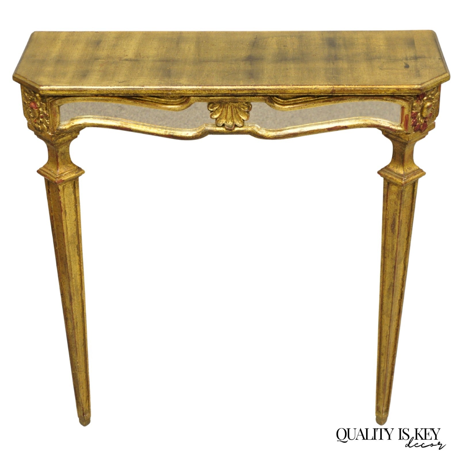 Vintage Italian Venetian Hollywood Regency Gold Gilt Small Wall Console Table