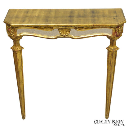 Vintage Italian Venetian Hollywood Regency Gold Gilt Small Wall Console Table