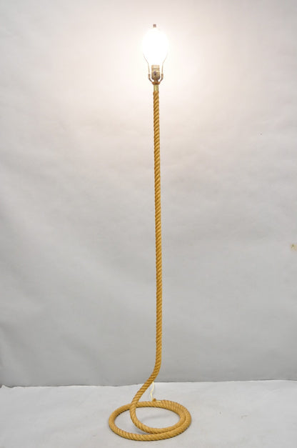 Vintage French Mid Century Modern Audoux Minet Style Coil Lasso Rope Floor Lamp