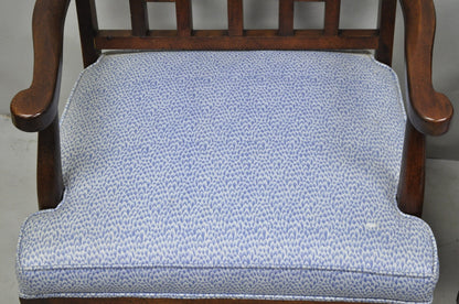 Vintage Chinese Chippendale James Mont Style Fretwork Lounge Arm Chairs - a Pair