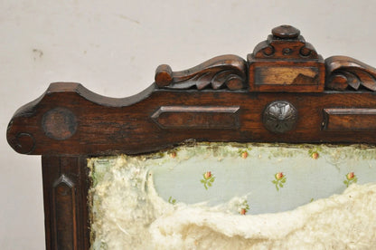 Antique Small Child's Eastlake Victorian Carved Walnut Distress Parlor Arm Chair