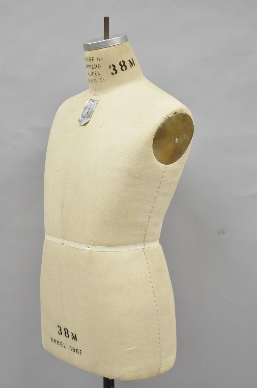 Vintage Modern Model Forms Dress Form Model 1987 Sz 38M on Cast Iron Base Stand