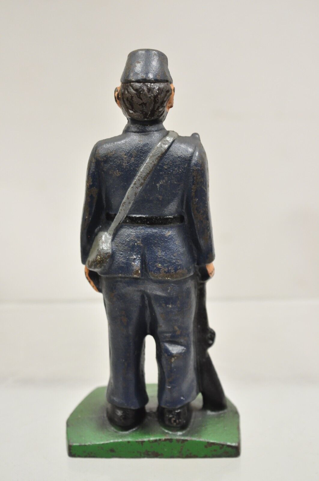 Antique Victorian Cast Iron Figural Painted Military War Solider Door Stop B