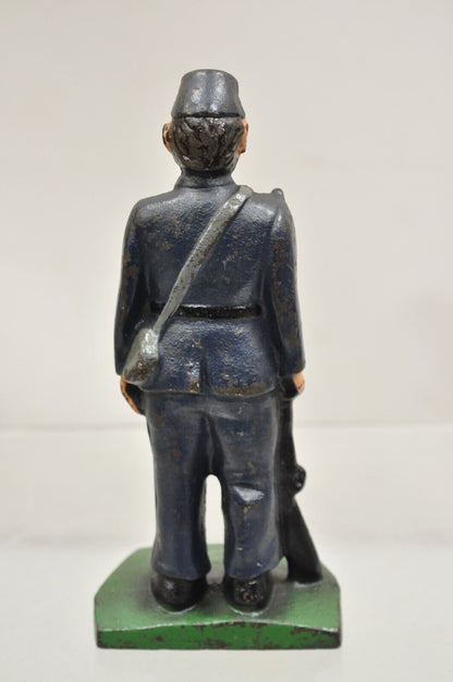 Antique Victorian Cast Iron Figural Painted Military War Solider Door Stop B