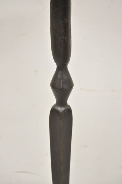 Cast Bronze Brutalist Modern 29.5" Tall Floor Candlestick Holder Stand