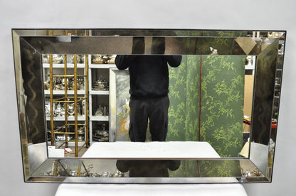 Hollywood Regency James Mont Style Verre Eglomise Smoked Glass Wall Mirror