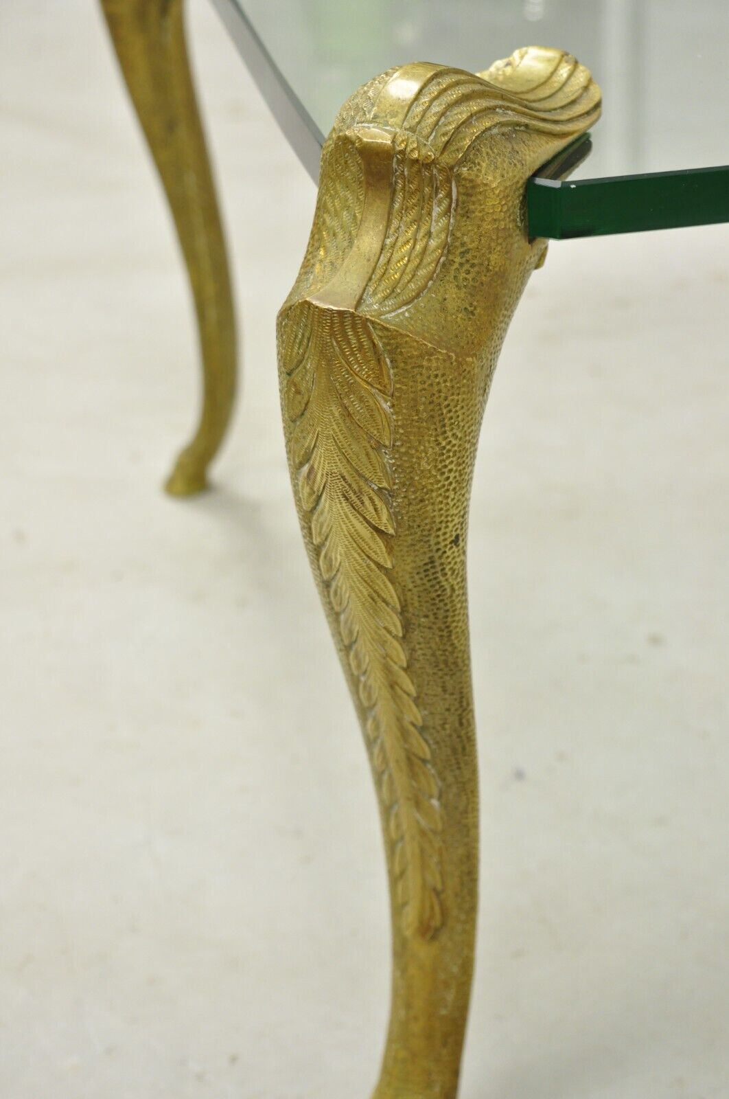 Vintage Hollywood Regency P.E. Guerin Style Gilt Bronze Brass & Glass Side Table