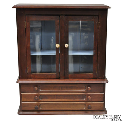 American Colonial Walnut Salesman Sample Apothecary Cupboard Display Cabinet