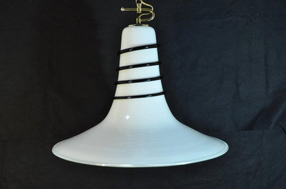 Vintage Mid Century Modern Murano Blown Glass Bell Pendant Chandelier Fixture