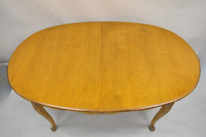 Vintage French Country Louis XV Style Carved Walnut Dining Room Set - 7 Pc Set