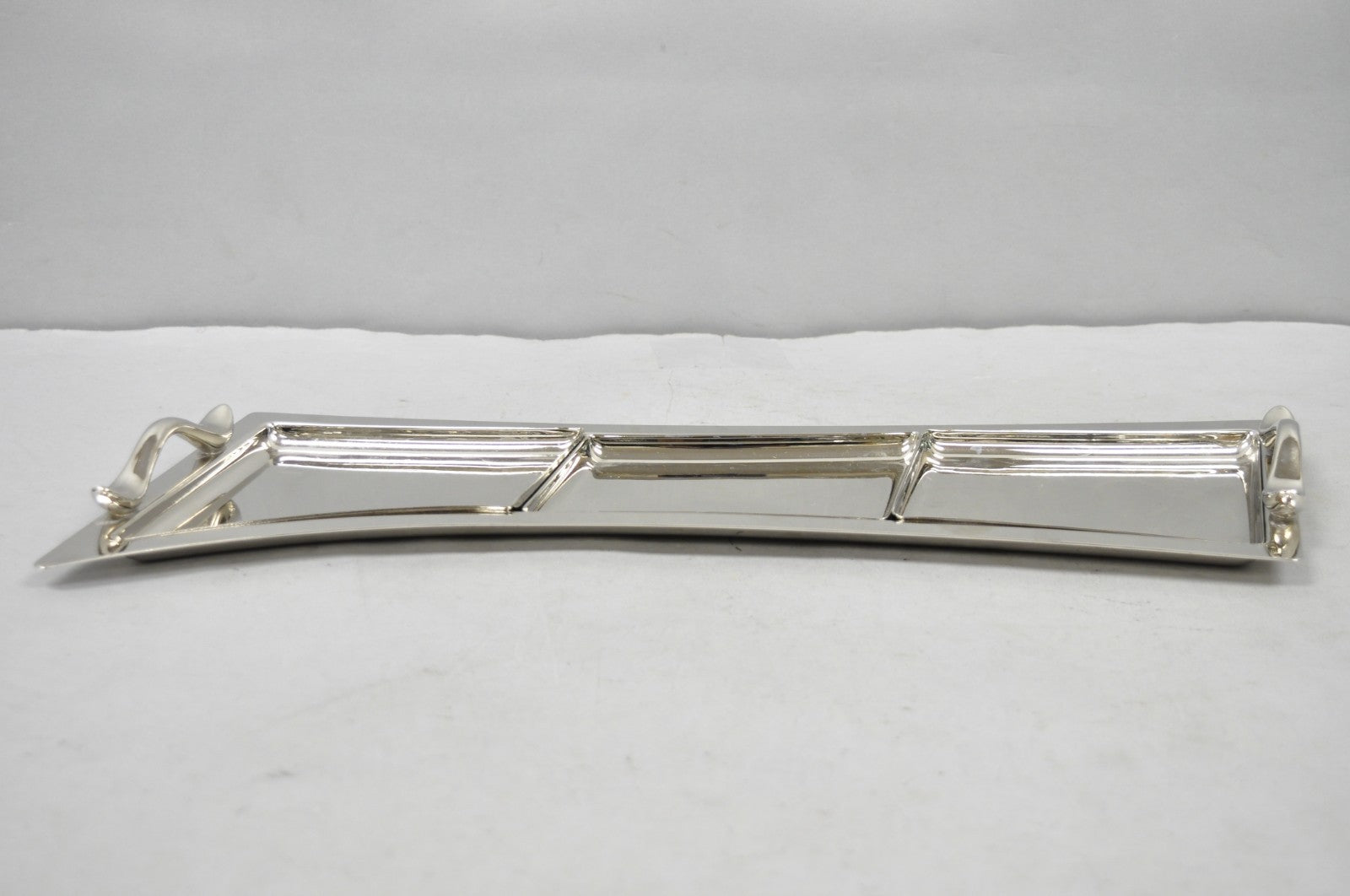 Vintage Modern Silver Plated 3 Section Narrow Serving Tray Trinket Dish by Towle