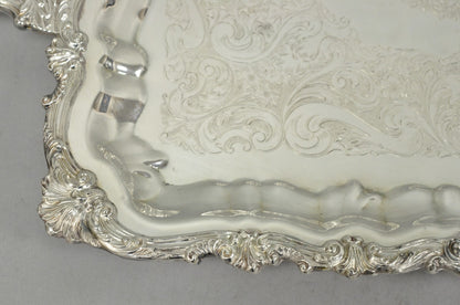 Vintage Sheridan English Victorian Silver Plated Footed Serving Platter Bar Tray