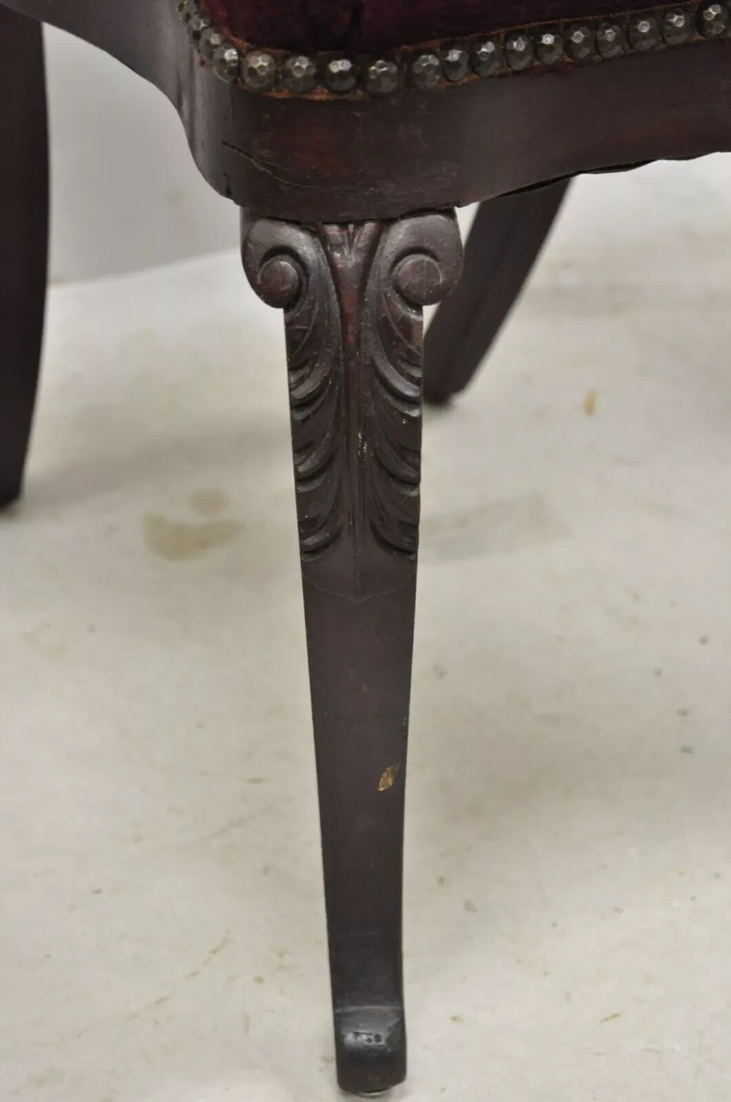 Antique Eastlake Victorian Carved Mahogany Needlepoint Parlor Side Chairs - Pair