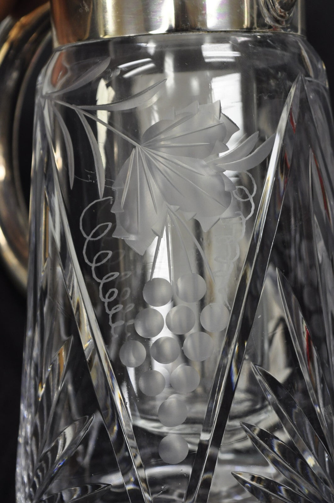 Antique Victorian German Silver Plated Cut Crystal Glass Lemonade Water Pitcher