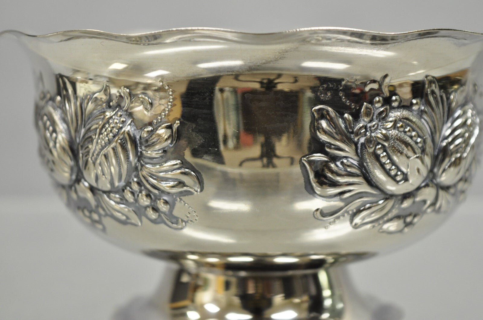 Antique Primans Sweden Silver Plated Repousse Nut Candy Small Bowl Dish