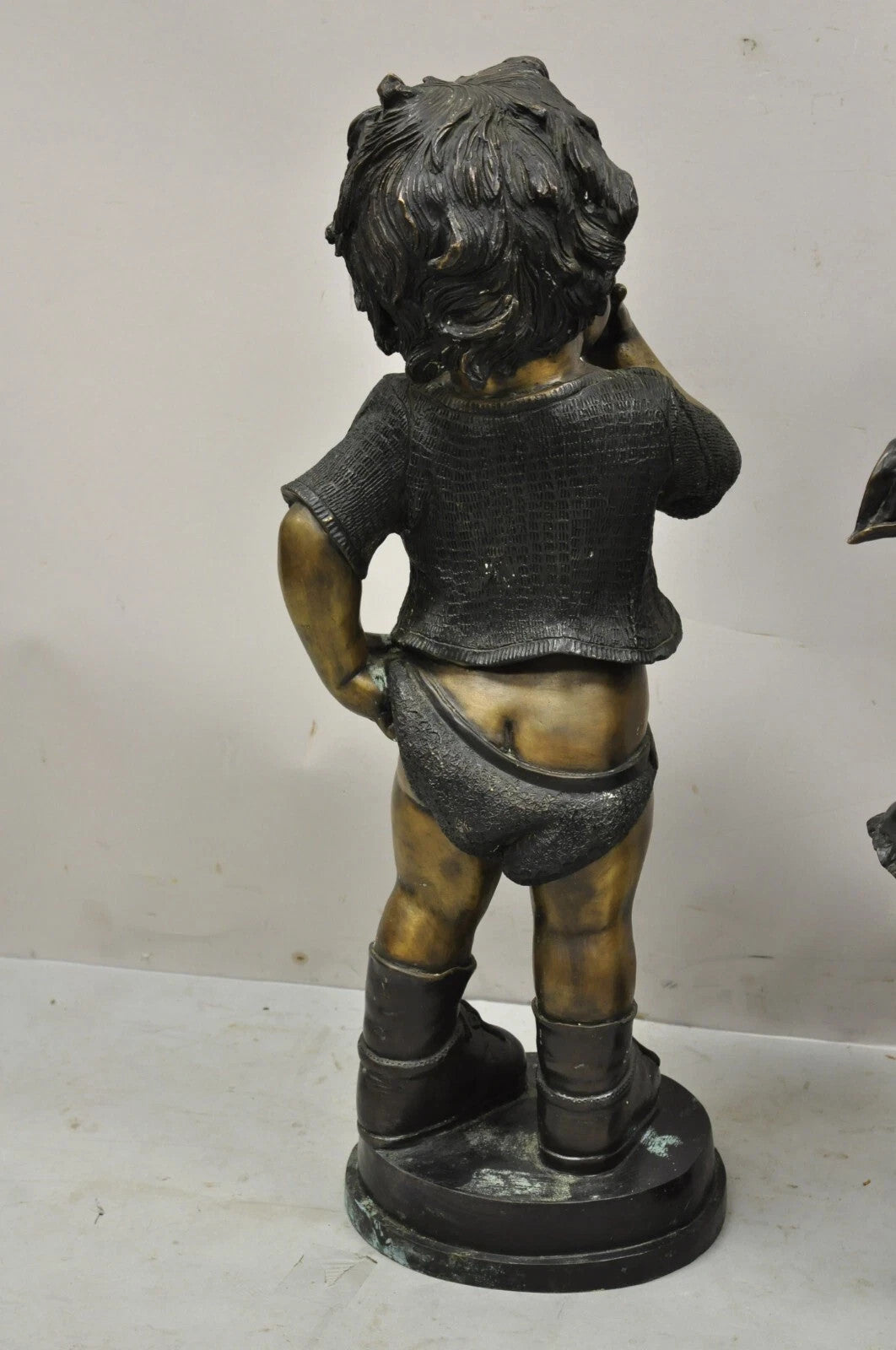 Victorian Style Cast Bronze 29" Little Boy and Girl Statue Figure - a Pair