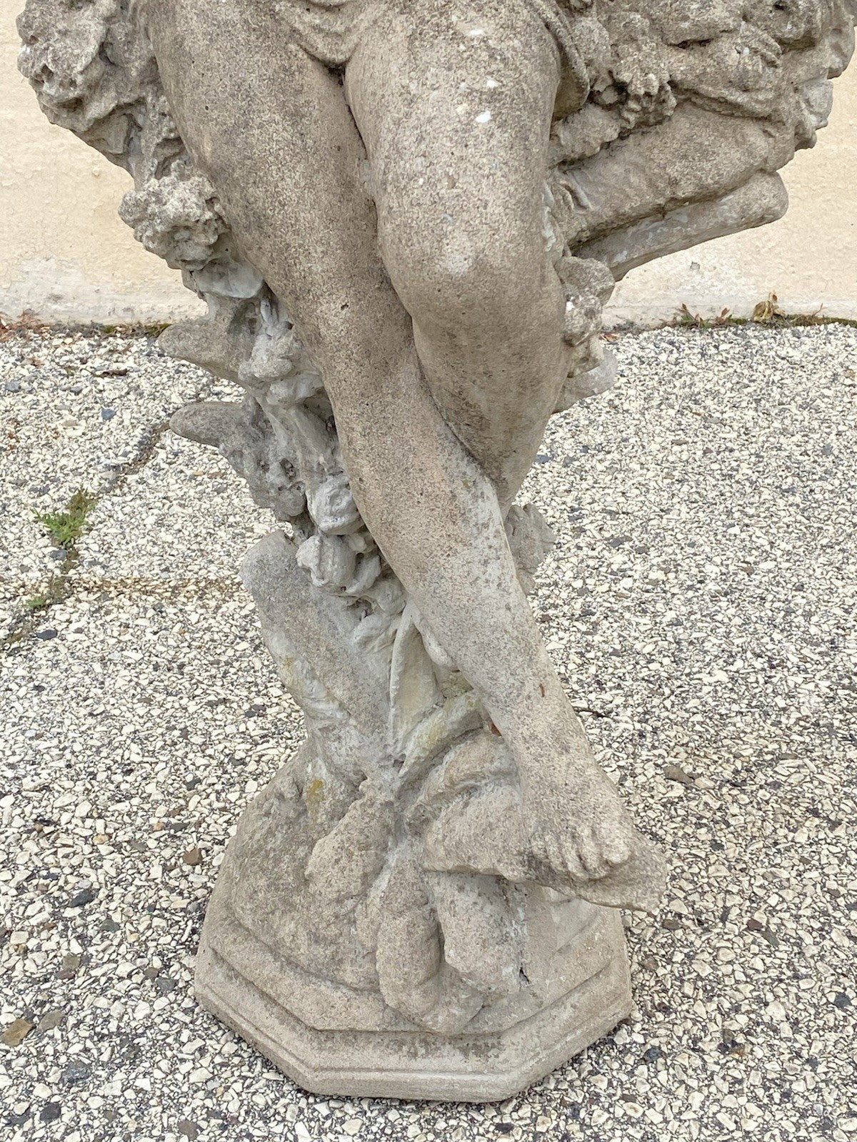 Vintage French Hollywood Regency 46" Cement Garden Nude Goddess Sculpture Statue