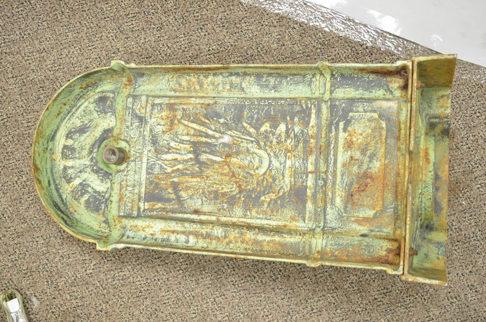 French Neoclassical Style Cast Iron Serpent Trident Garden Wall Water Fountain