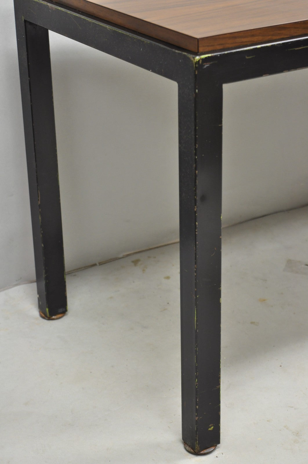 Vintage Mid Century Modern Steel Metal & Faux Rosewood Laminate Coffee Table