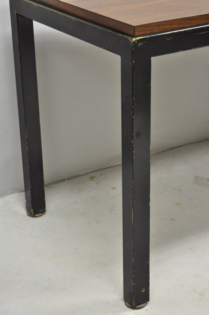 Vintage Mid Century Modern Steel Metal & Faux Rosewood Laminate Coffee Table
