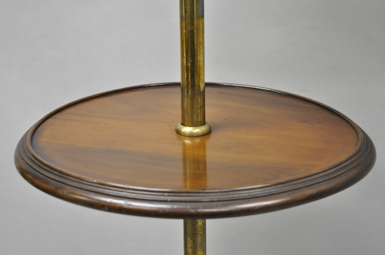 Antique English Victorian Cast Iron Paw Foot Walnut & Brass Lectern Table w Lamp