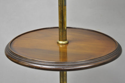 Antique English Victorian Cast Iron Paw Foot Walnut & Brass Lectern Table w Lamp