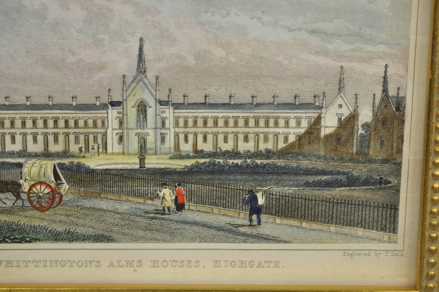 Antique "Whittington's Alms House, Highgate" Colored Print M. Shepherd, T. Dale