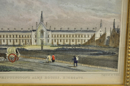 Antique "Whittington's Alms House, Highgate" Colored Print M. Shepherd, T. Dale