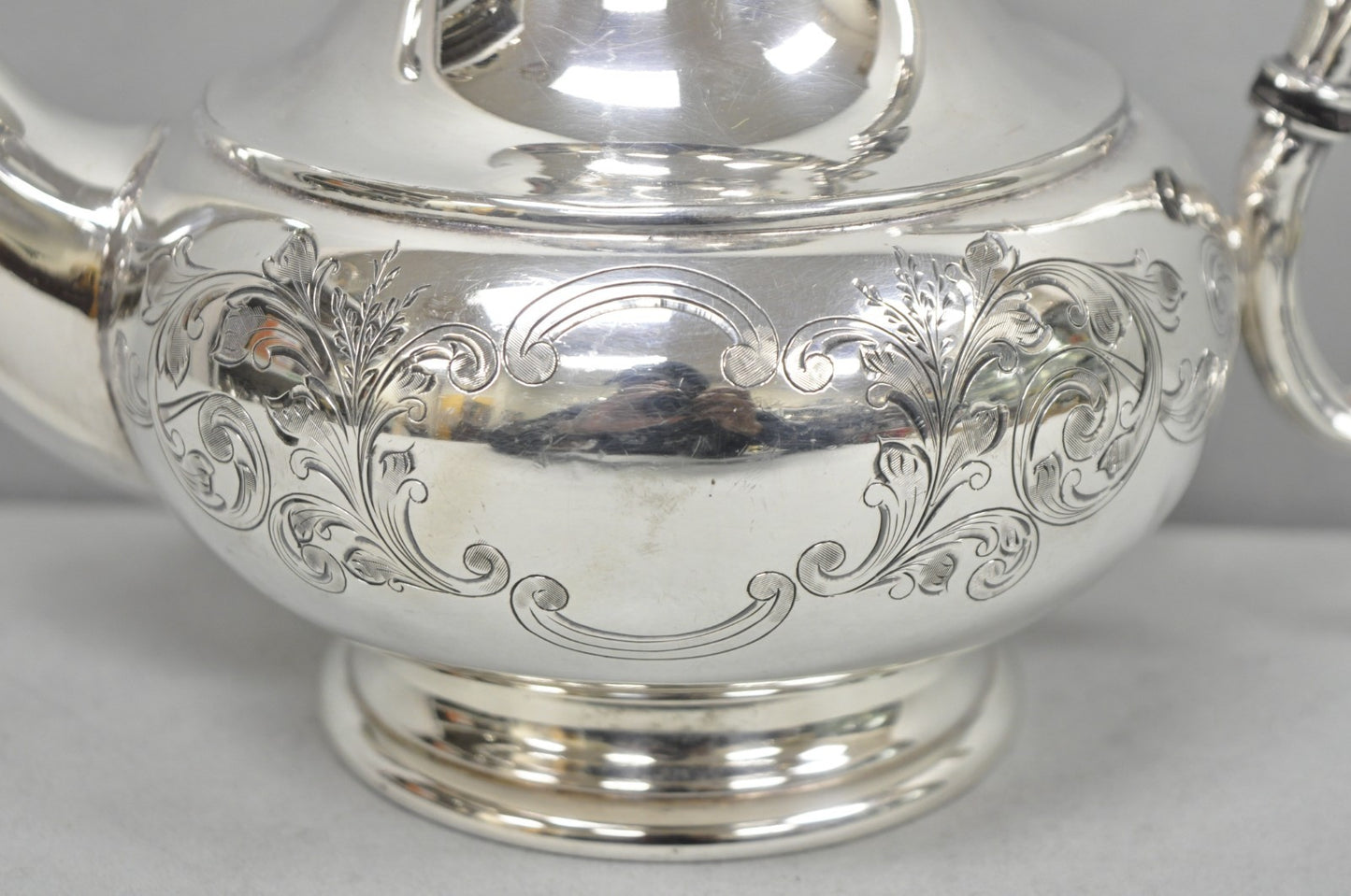 Vintage Victorian Silver Plated Floral Repousse Tea Kettle Teapot w/ Monogram