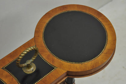 Vintage Weiman Heiroom French Empire Regency Style Black Leather Top Side Table