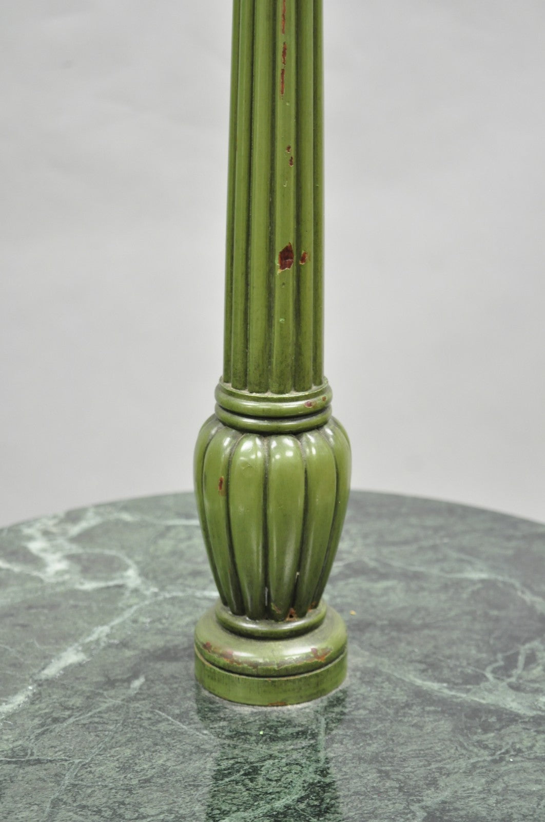 Hollywood Regency Tommi Parzinger Style Green Marble End Table Floor Lamp - Pair