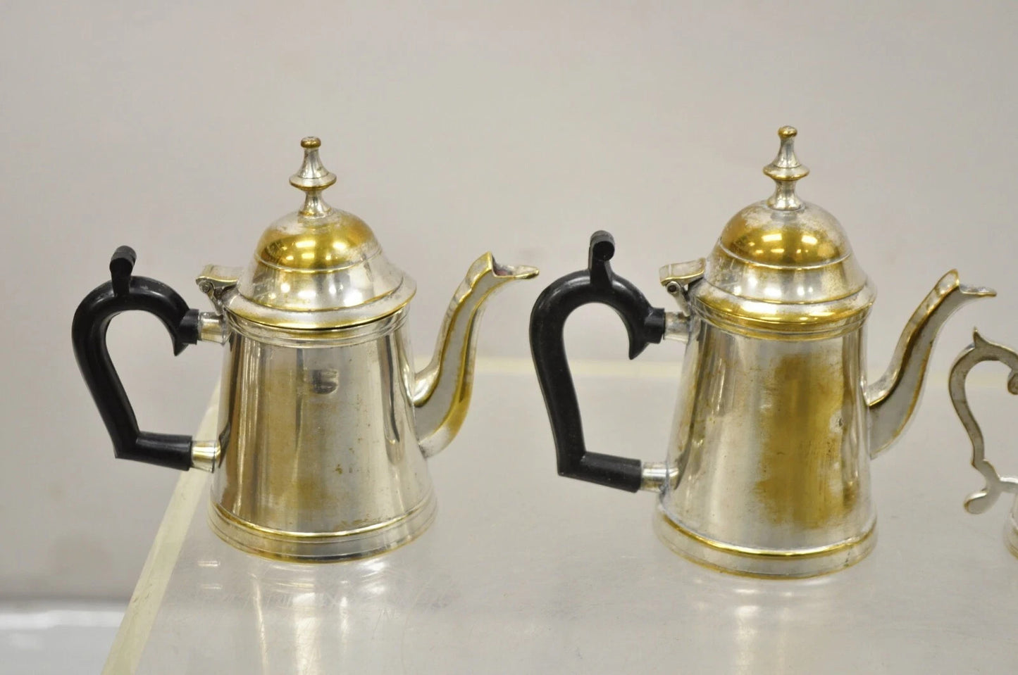 Vintage Federal Style Small Indian Silver Plated Coffee Tea Set w/ Wilcox Tray