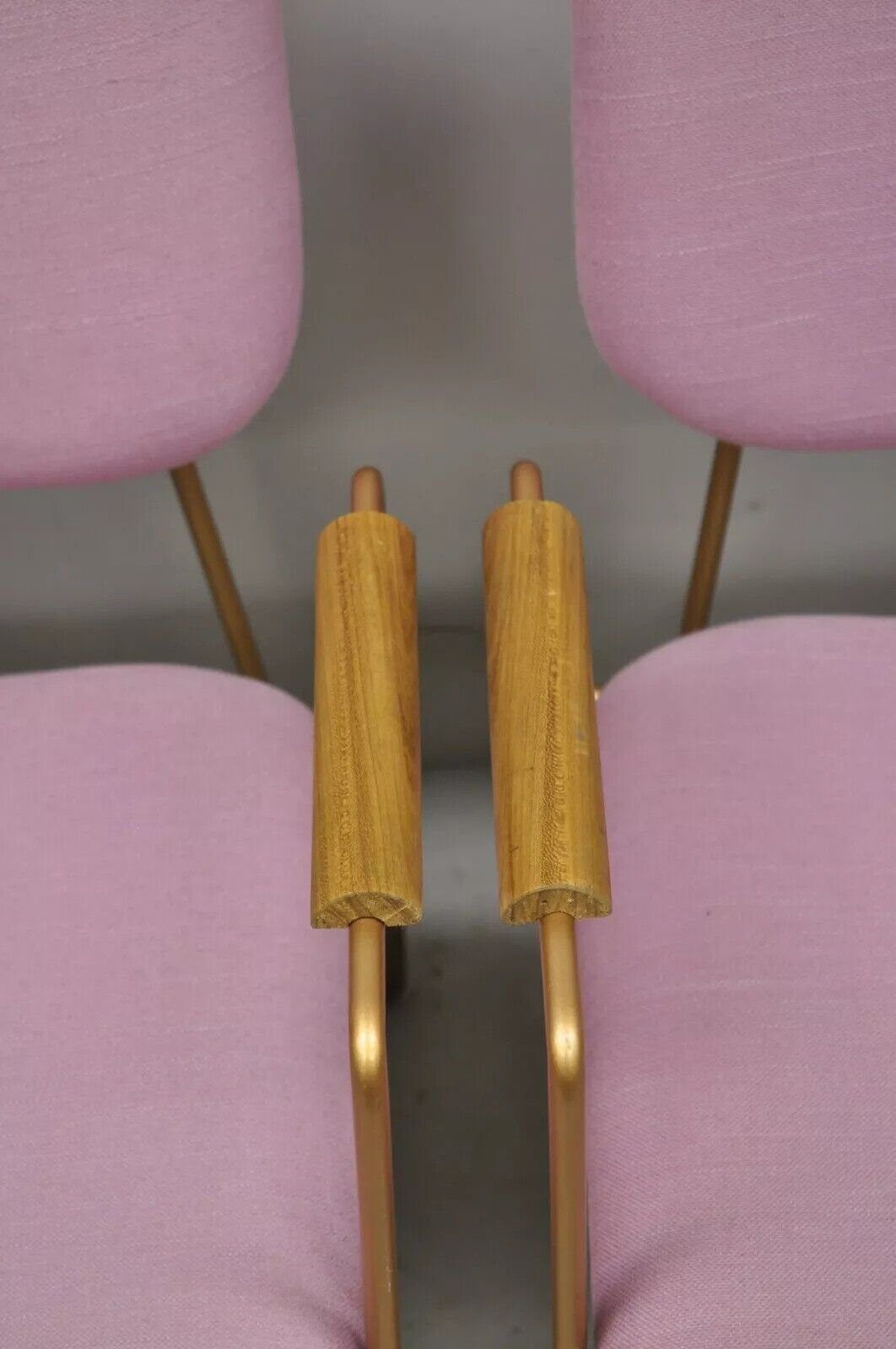 Alessandra Delgado "Bruna" Minimalist Purple Gold Hairpin Lounge Chairs - a Pair