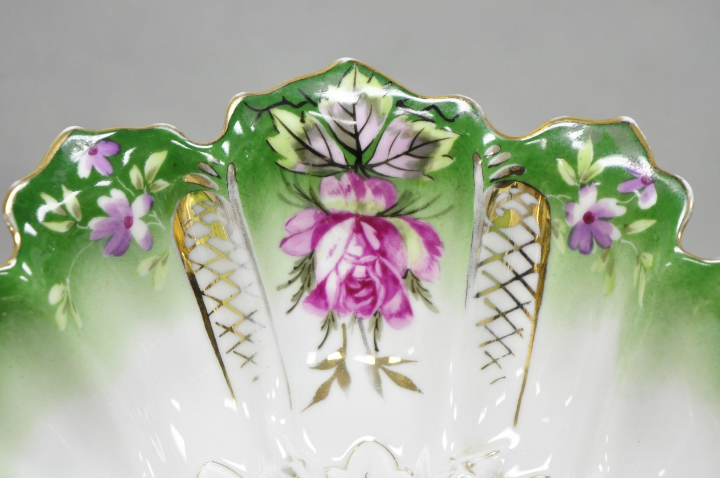 Antique Bavarian German Porcelain Gold Gilded Hand Painted Lobster Divided Dish