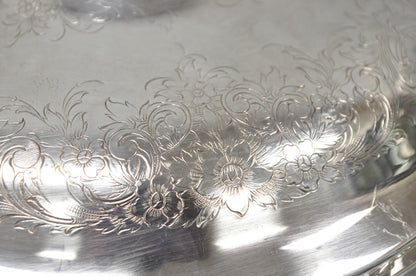 Vintage Webster Wilcox "Rochelle" Silver Plated Round Covered Serving Bowl Dish