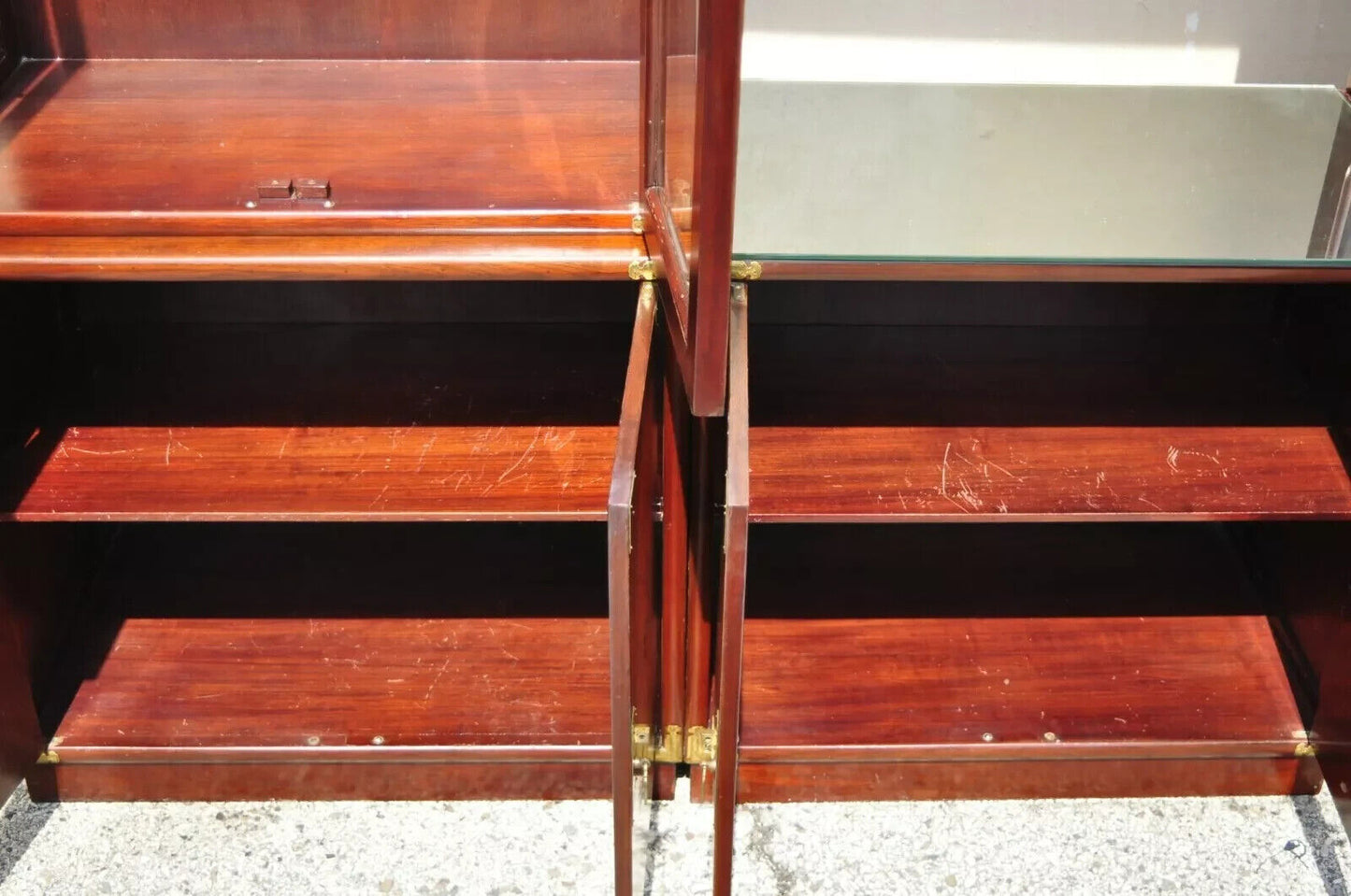 Vintage Chinese Mother of Pearl Hardwood China Cabinet Curio Display Wall Unit