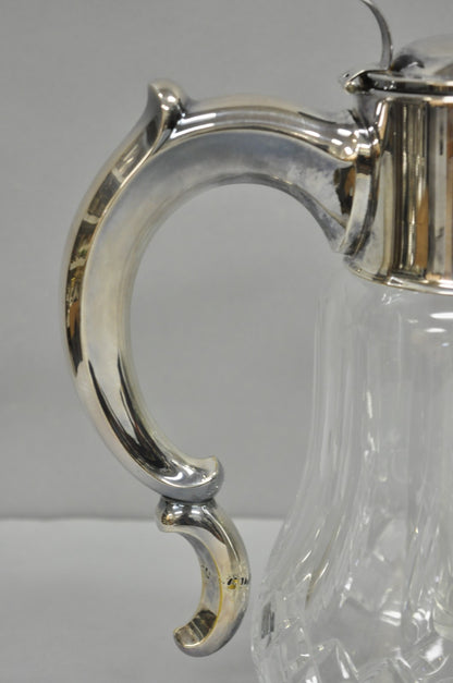 Antique Victorian German Silver Plated Cut Crystal Glass Lemonade Water Pitcher