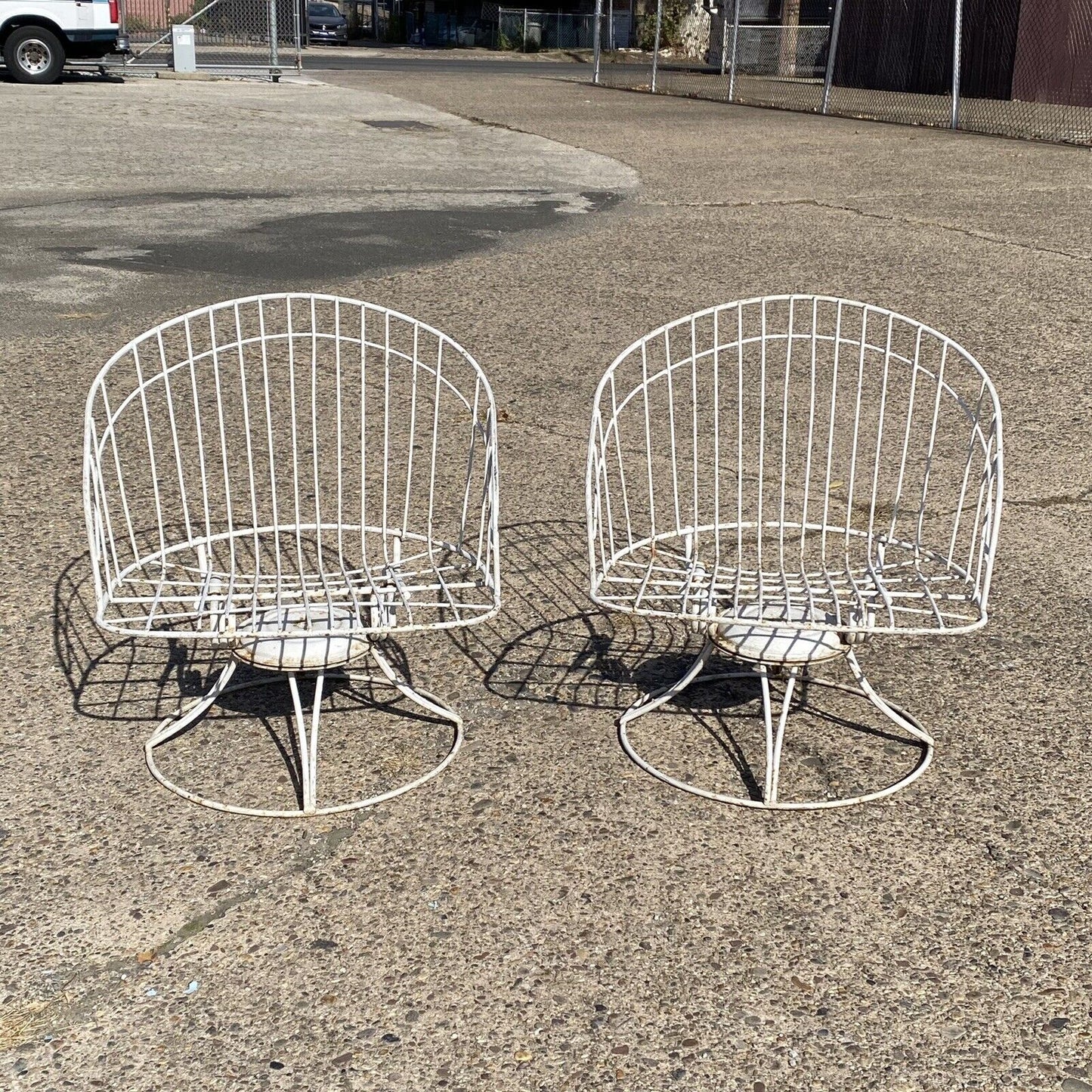 Vintage Homecrest Bottemiller Mid Century Modern Metal Swivel Club Chairs - Pair