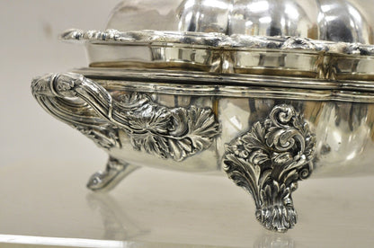 Georgian English Sheffield Ornate Scalloped Lidded Serving Dish Food Warmer