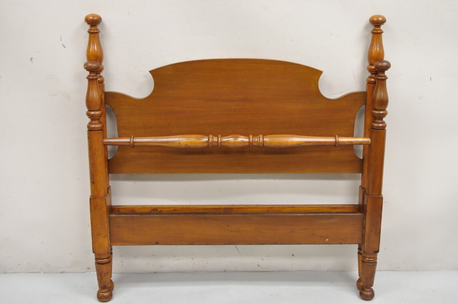 Vintage Colonial Style Cherry Wood Cannonball Single Twin Bed Frames - a Pair