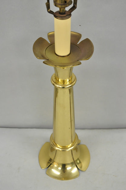 Vintage Remington Hollywood Regency Brass Lotus Flower Candlestick Table Lamp