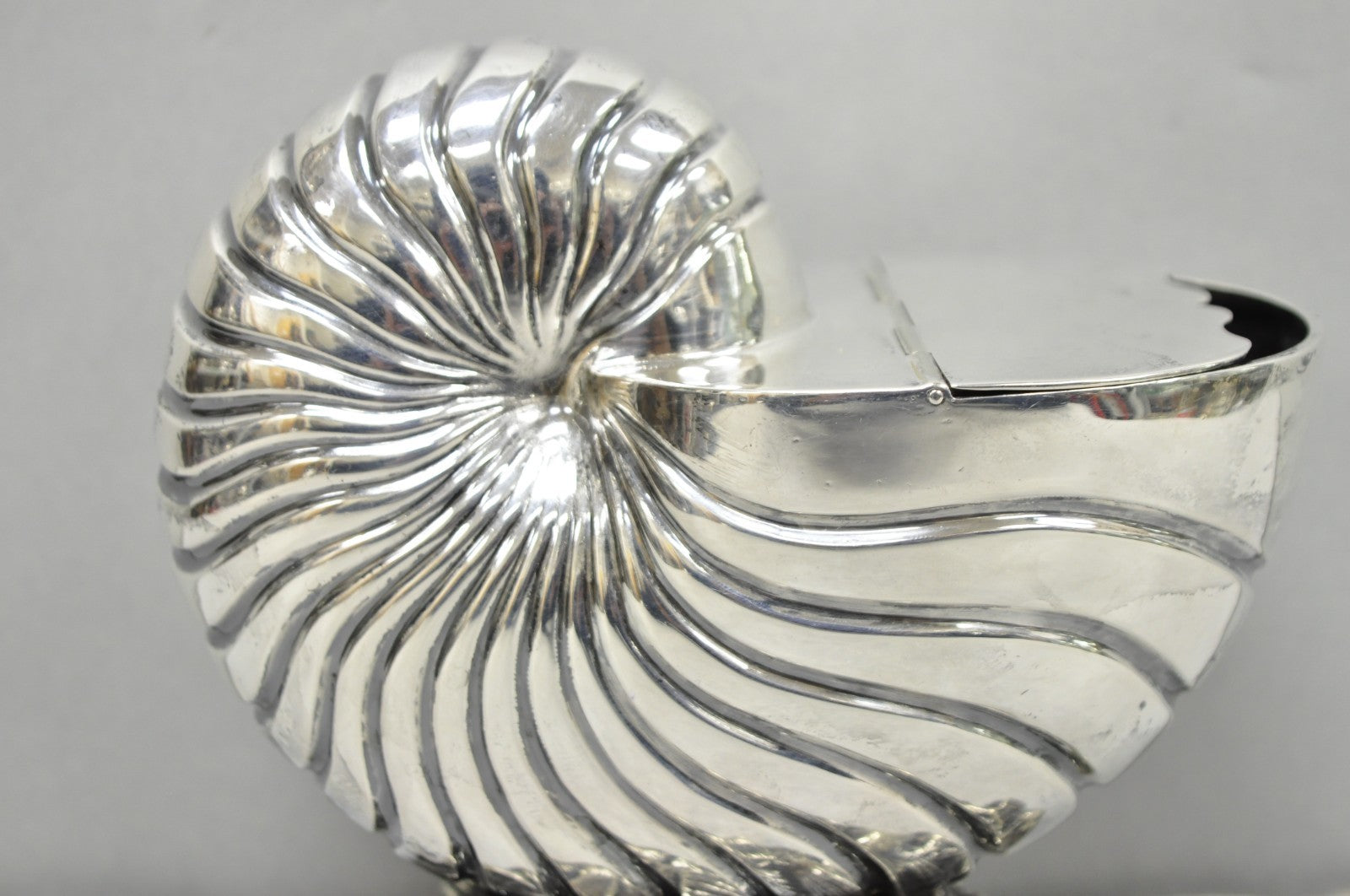 Antique Victorian Silver Plated Nautilus Figural Shell Form Spoon Warmer