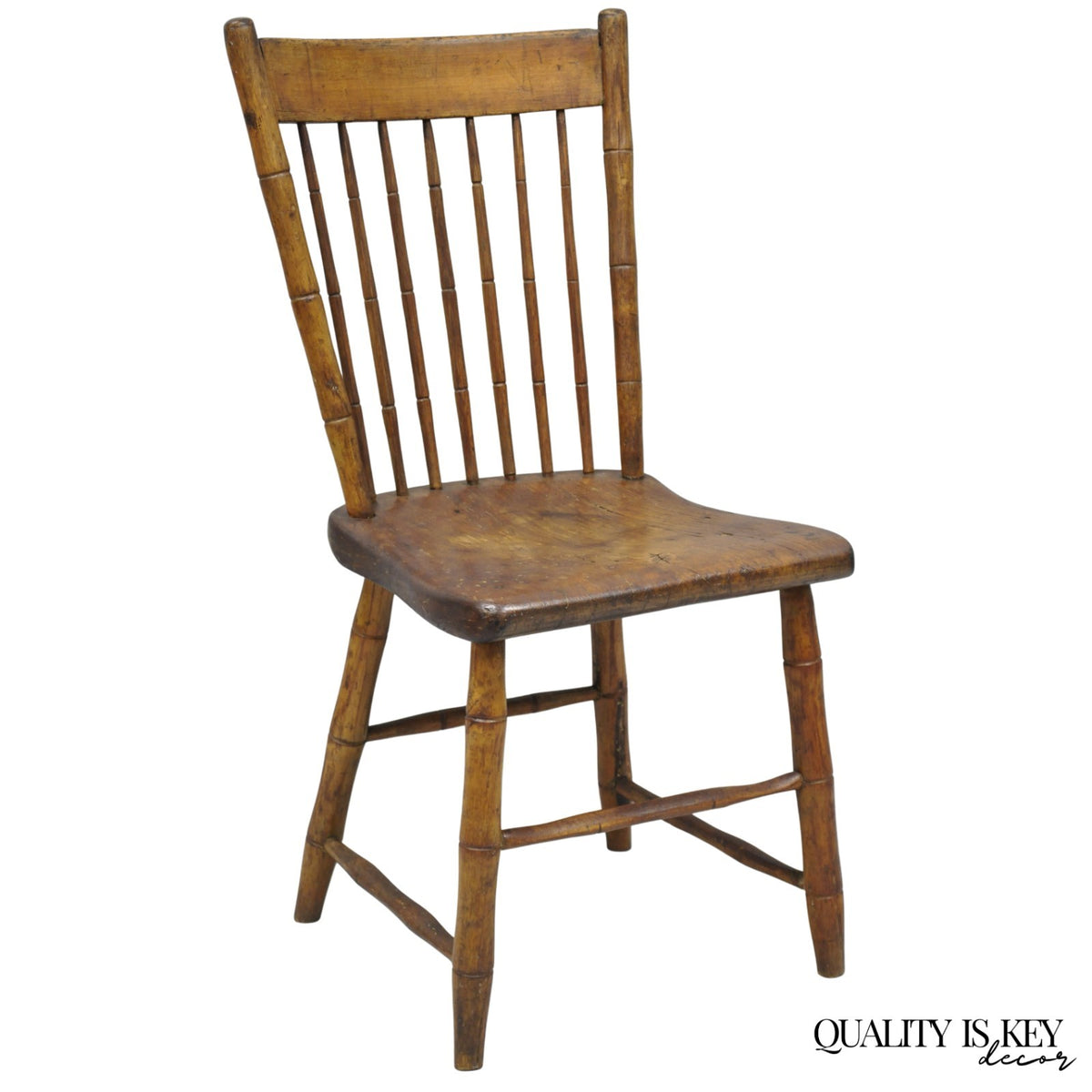 Antique Primitive Rustic French Farmhouse Wooden Faux Bamboo Side Chair