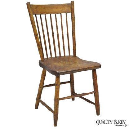 Antique Primitive Rustic French Farmhouse Wooden Faux Bamboo Side Chair